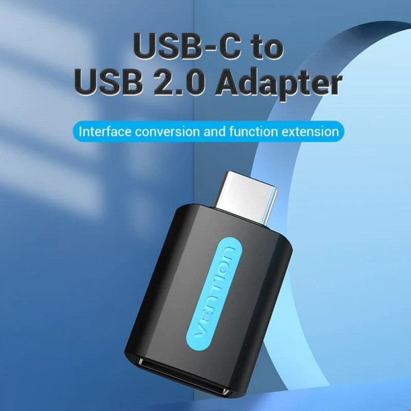 Фото - Переходник Vention USB 2.0 Type-C - USB AF (OTG) Black PVC (CDTB0)