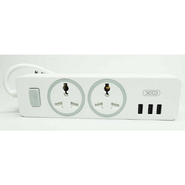 Фото - Сетевой фильтр XO 2 розетки + 3 USB 1.8 м White (WL04)