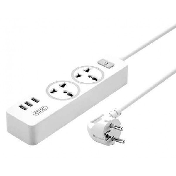 Фото - Сетевой фильтр XO 2 розетки + 3 USB 1.8 м White (WL04)
