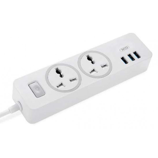 Фото - Сетевой фильтр XO 2 розетки + 3 USB 1.8 м White (WL04)