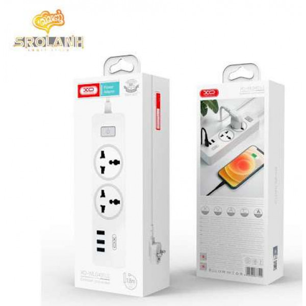 Фото - Сетевой фильтр XO 2 розетки + 3 USB 1.8 м White (WL04)