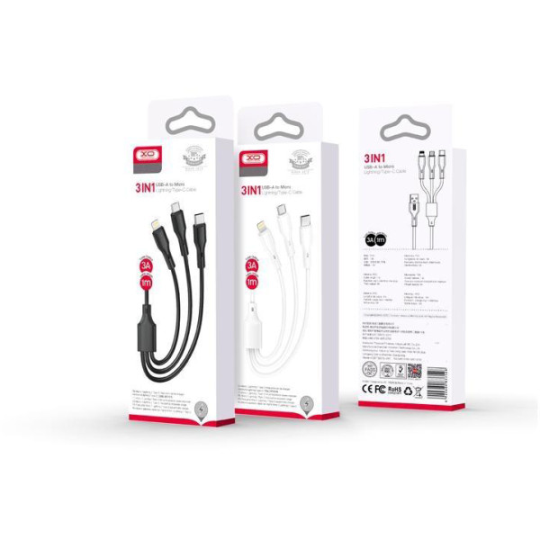 Фото - Кабель синхронизации данных XO 2.4A  3 in 1 data cable (CB-23U3)