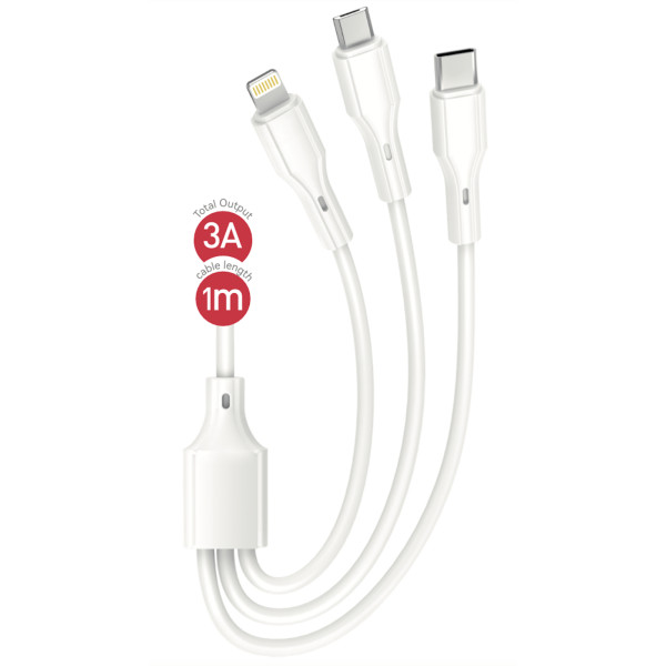 Фото - Кабель синхронизации данных XO 2.4A  3 in 1 data cable (CB-23U3)