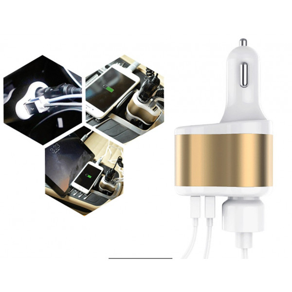 Фото - Автомобильное зарядное устройство XOKO CC-303 2 USB 2.1 Gold/White (CC-303-GDWH) + авто разветвитель