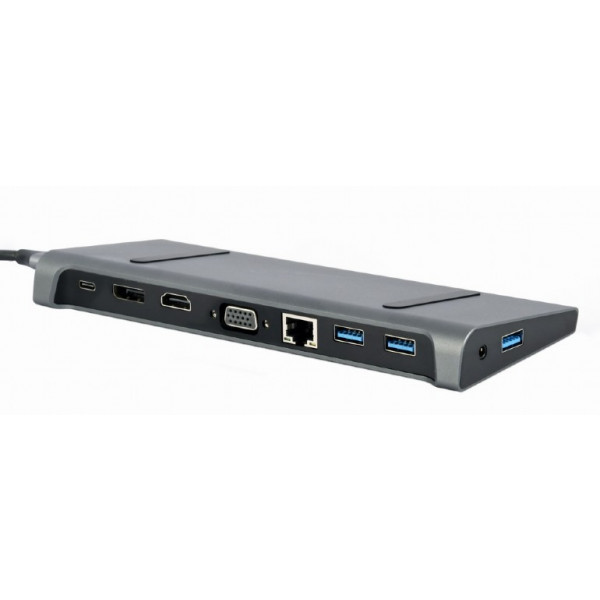Фото - Хаб USB Cablexpert USB-C 9-в-1 USB-хаб+HDMI/VGA/PD/LAN/3.5-мм (A-CM-COMBO9-02)