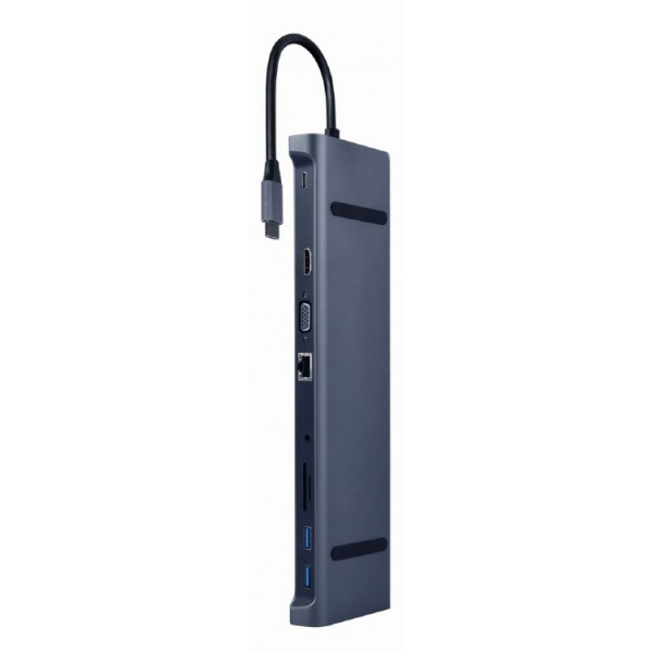 Фото - Хаб USB Cablexpert USB-C 10-в-1 USB-хаб+HDMI/VGA/PD/LAN/3.5-мм (A-CM-COMBO10-01)