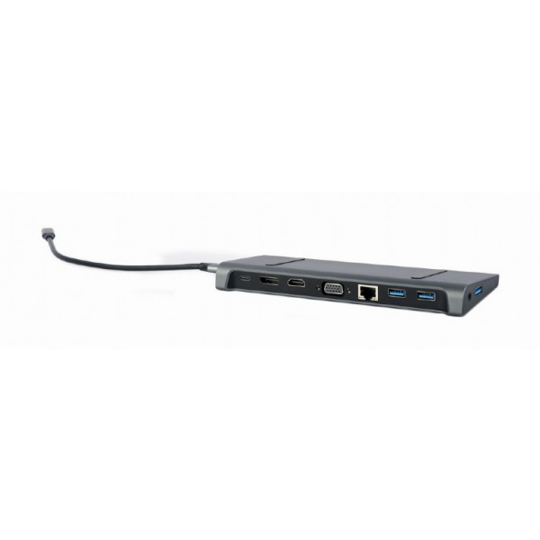 Фото - Хаб USB Cablexpert USB-C 9-в-1 USB-хаб+HDMI/VGA/PD/LAN/3.5-мм (A-CM-COMBO9-02)