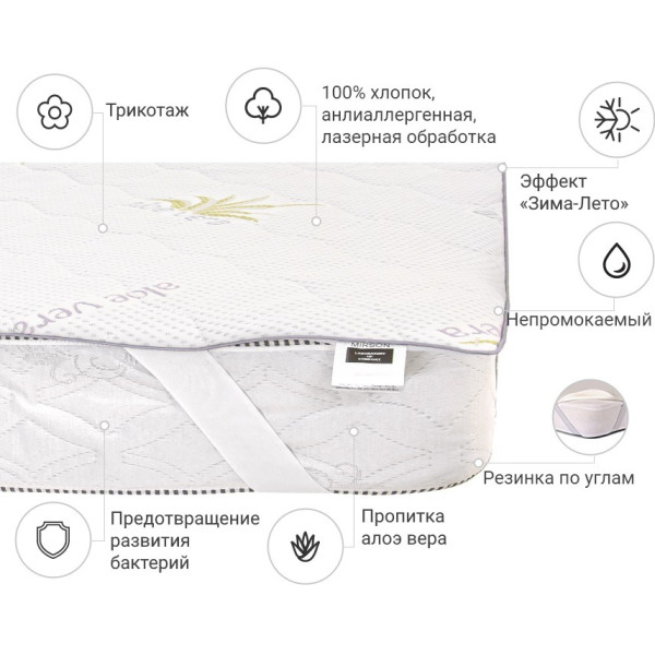 Фото - Наматрасник детский MirSon №1005 Alberto Eco Seasons Aloe Vera 70х140 см (2200001489950)