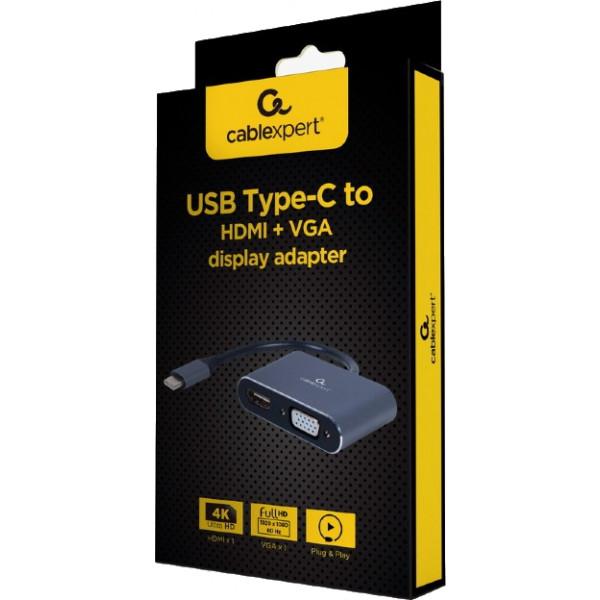 Фото - Переходник Cablexpert USB-C - HDMI/VGA (A-USB3C-HDMIVGA-01)
