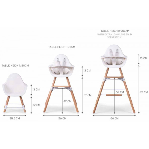 Фото - Стульчик для кормления классический Childhome Evolu 2 Natural/White (CHEVOCHNW)