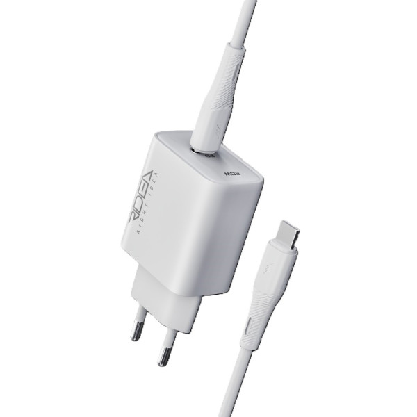 Фото - Сетевое зарядное устройство Ridea Rapid Pro 1USB-C QC/PD 20W+Type-C to Type-C White (RW-20124)