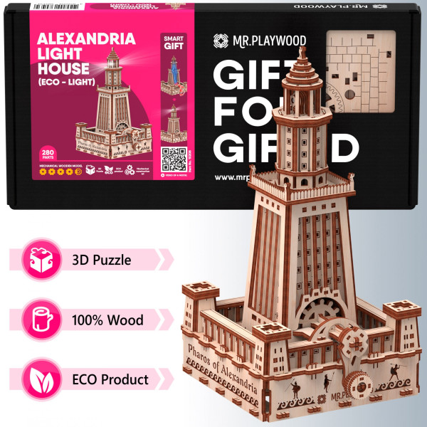 Фото - 3D пазлы Mr.Playwood Александрийский Маяк (Эко – лайт) механический 280 эл. (10208)