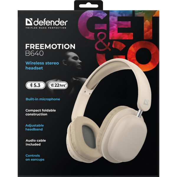 Фото - Наушники накладные беспроводные Defender FreeMotion B640 (63642)