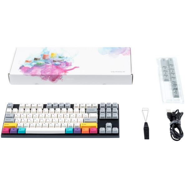 Фото - Клавиатура беспроводная игровая Varmilo APT87 CMYK, K-Prestige Silent, WL/USB-A, White Led (A92A024F8A5A17A007)