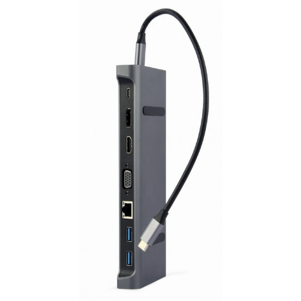 Фото - Хаб USB Cablexpert USB-C 9-в-1 USB-хаб+HDMI/VGA/PD/LAN/3.5-мм (A-CM-COMBO9-02)