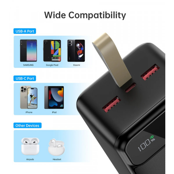 Фото - Батарея мобильная Choetech 40000mAh 22,5W PD QC3.0 Black (B731-ACBK)