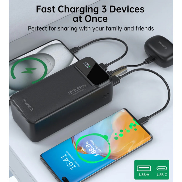 Фото - Батарея мобильная Choetech 40000mAh 22,5W PD QC3.0 Black (B731-ACBK)