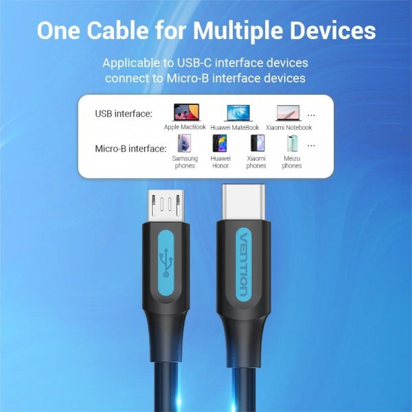 Фото - Кабель синхронизации данных Vention USB 2.0 Type-C M - Micro USB M 1.5m (COVBG)