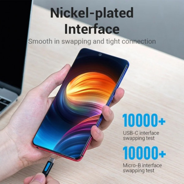 Фото - Кабель синхронизации данных Vention USB 2.0 Type-C M - Micro USB M 1.5m (COVBG)