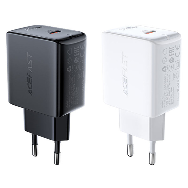 Фото - Сетевое зарядное устройство AceFast A1 PD20W single USB-C charger White (6974316280040)