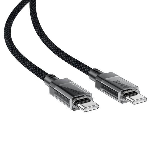 Фото - Кабель синхронизации данных AceFast USB 2.0 USB-C to USB-C, 1.2 м, 60W, 3.0A, stainless steel Black, C12-03 (6974316283317)