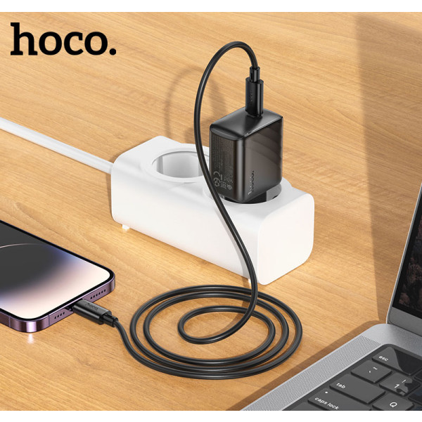 Фото - Сетевое зарядное устройство HOCO CS24A Puerto single-port PD25W charger set (C to iP)(EU) Black (6942007639767)