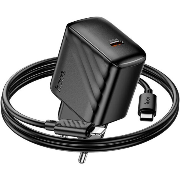 Фото - Сетевое зарядное устройство HOCO CS24A Puerto single-port PD25W charger set (C to iP)(EU) Black (6942007639767)