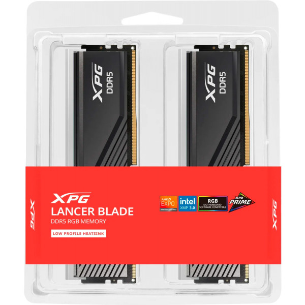 Фото - Память DDR ADATA XPG Lancer Blade RGB Black DDR5 6000MHz 64GB Kit 2x32GB (AX5U6000C3032G-DTLABRBK)