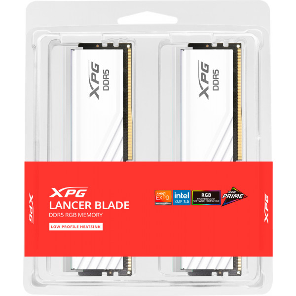 Фото - Память DDR ADATA XPG Lancer Blade RGB White DDR5 6000MHz 64GB Kit 2x32GB (AX5U6000C3032G-DTLABRWH)