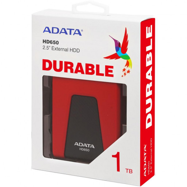 Фото - Жесткий диск внешний ADATA Durable HD650 1TB USB 3.1 Red (AHD650-1TU31-CRD)