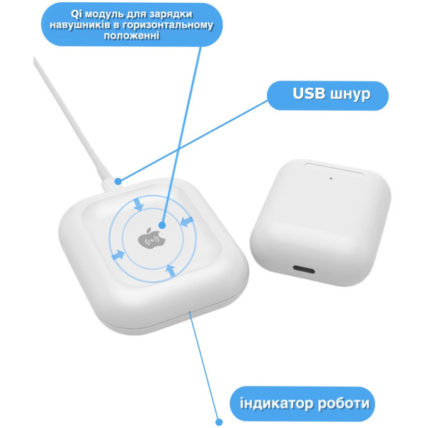 Фото - Беспроводное зарядное устройство Ailink AirPods Wireless Charger с технологией QI White (AI-AirPodsCharger1)