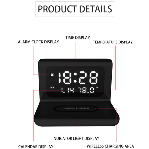 Фото - Беспроводное зарядное устройство Ailink Alarm Clock Gen2 Wireless Charger 4 в 1 Black (AI-ClockGen2bk)
