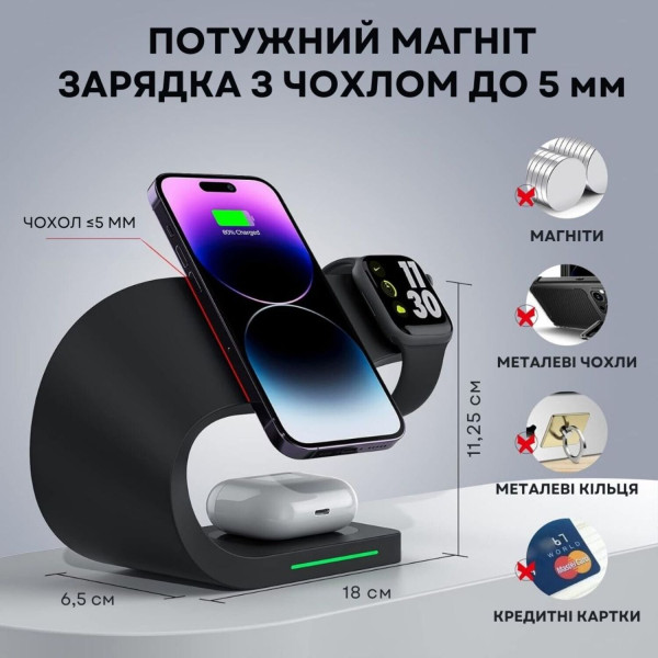 Фото - Беспроводное зарядное устройство Ailink Dock Station C-line 4 в 1 Black (AI-DS-C-line-3in1bk)