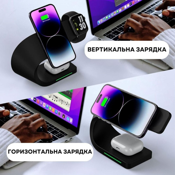 Фото - Беспроводное зарядное устройство Ailink Dock Station C-line 4 в 1 Black (AI-DS-C-line-3in1bk)