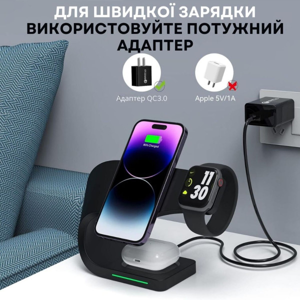 Фото - Беспроводное зарядное устройство Ailink Dock Station C-line 4 в 1 Black (AI-DS-C-line-3in1bk)
