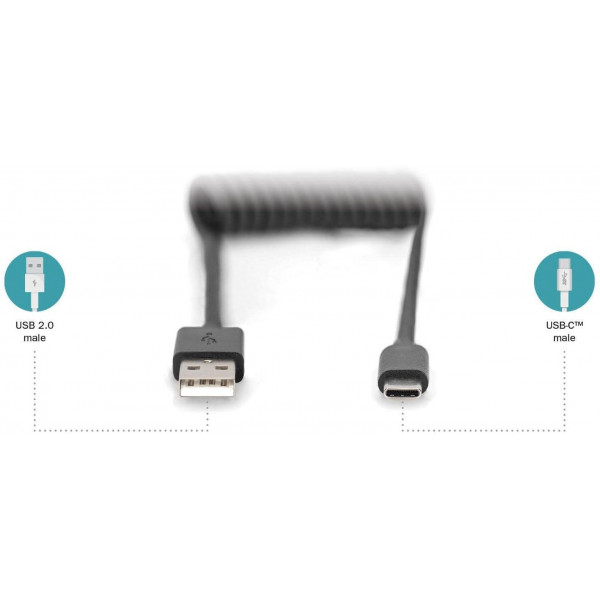 Фото - Кабель синхронизации данных Digitus USB-C > USB-A 1m (AK-300430-006-S)