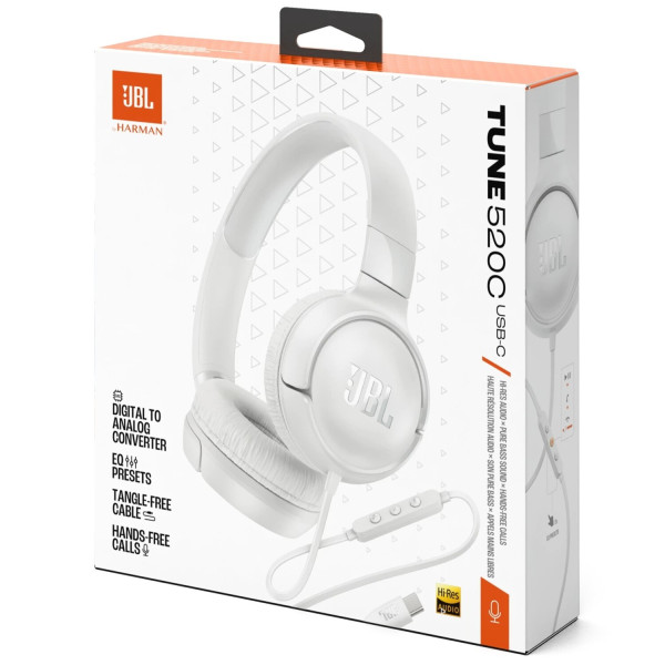 Фото - Наушники накладные проводные JBL Tune 520C USB-C White (JBLT520CWHT)