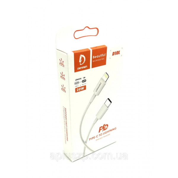 Фото - Кабель Denmen D10L Type-C/Lightning PD (18W) 1m White (DM-D10L-WH)