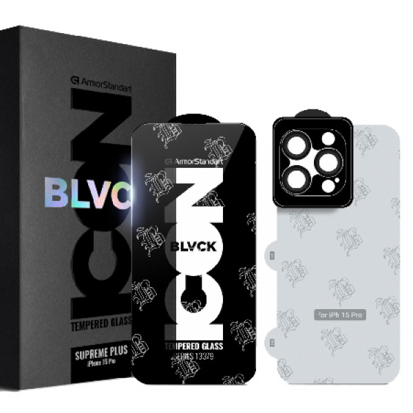Фото - Защитное стекло для смартфона Armorstandart Supreme Set Black Icon для Apple iPhone 15 Pro (ARM74187)