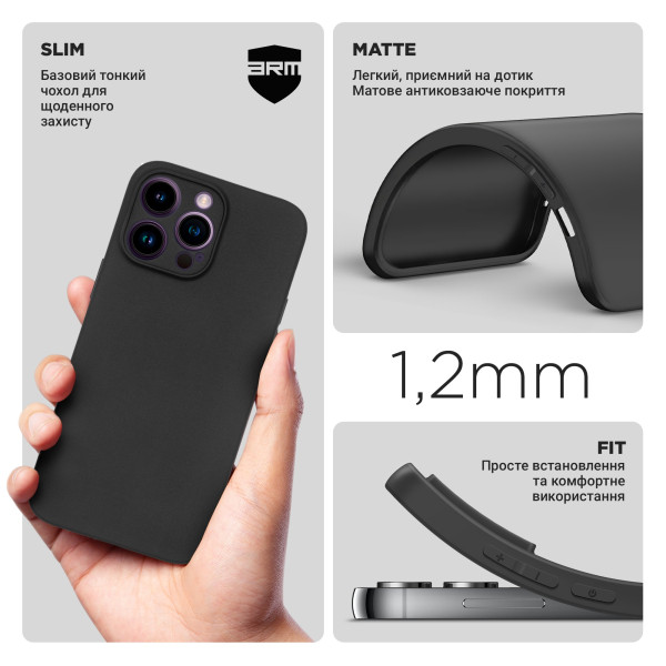 Фото - Чехол для смартфона Armorstandart Matte Slim Fit for Apple iPhone 14 Pro Max Camera cover Black (ARM83510)