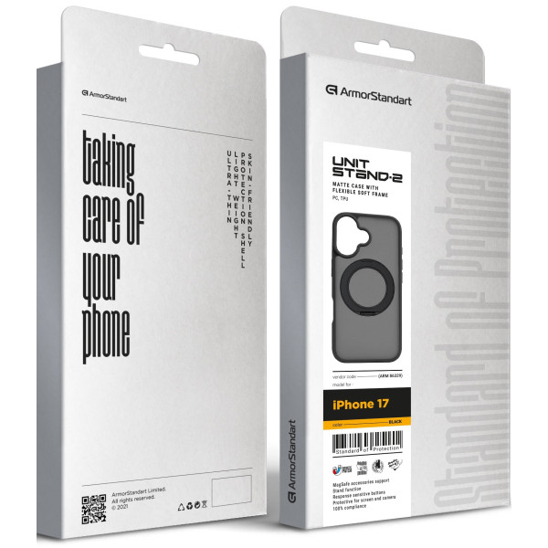 Фото - Чехол для смартфона Armorstandart Unit Stand2 for Apple iPhone 17 Black (ARM86329)