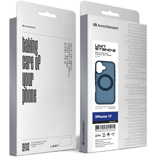 Фото - Чехол для смартфона Armorstandart Unit Stand2 for Apple iPhone 17 Dark Blue (ARM86332)