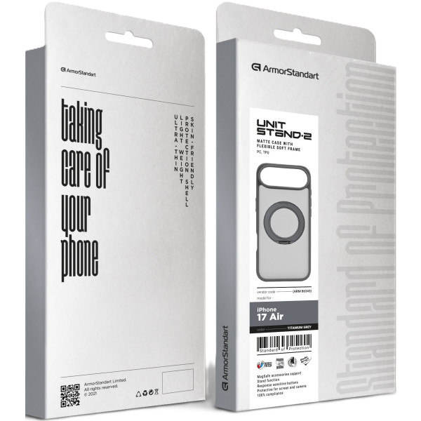 Фото - Чехол для смартфона Armorstandart Unit Stand2 for Apple iPhone 17 Air Titanium Grey (ARM86343)