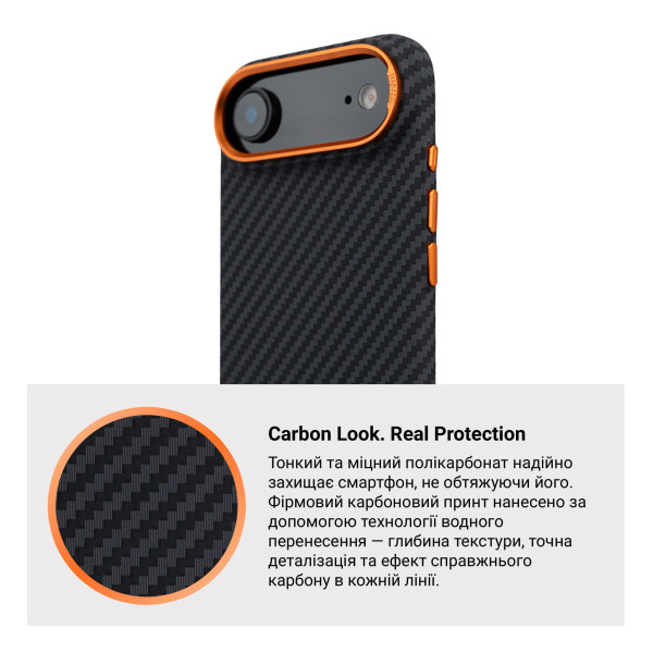 Фото - Чехол для смартфона Armorstandart LikeCarbon2 SE MagCase for Apple iPhone 17 Air Black Orange (ARM89155)