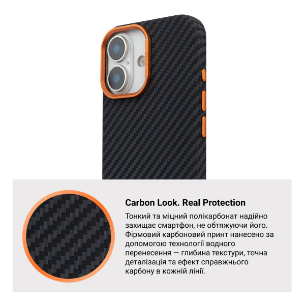 Фото - Чехол для смартфона Armorstandart LikeCarbon2 SE MagCase for Apple iPhone 17 Black Orange (ARM89160)