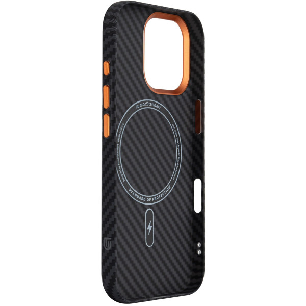 Фото - Чехол для смартфона Armorstandart LikeCarbon2 SE MagCase for Apple iPhone 17 Black Orange (ARM89160)