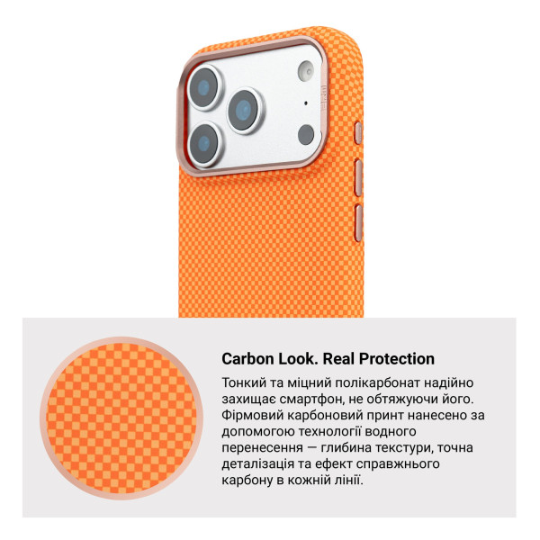 Фото - Чехол для смартфона Armorstandart LikeCarbon2 SE MagCase for Apple iPhone 17 Pro Kevlar Orange Rose Gold (ARM89168)