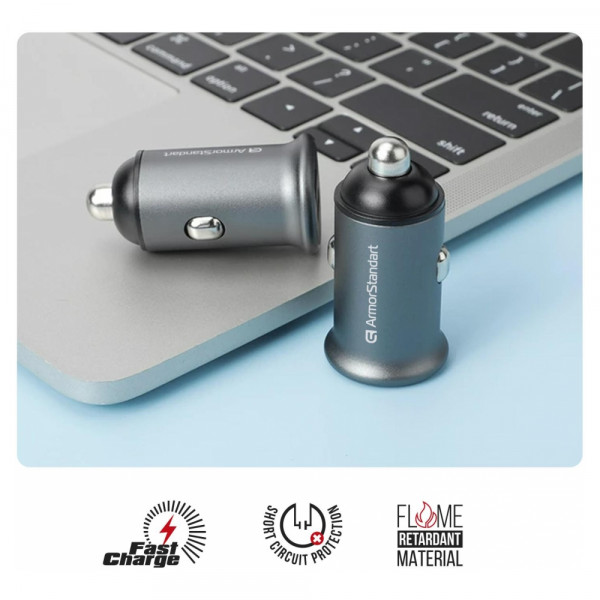 Фото - Автомобильное зарядное устройство Armorstandart 20W Type-C+USB Grey (ARM65439)