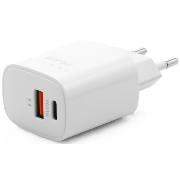 Фото - Сетевое зарядное устройство Profit U58 PD QC3.0, 20W USB A+C+cable White (000001844)