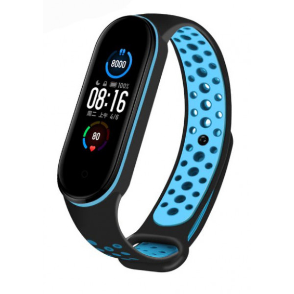 Фото - Ремешок для фитнес-браслета BeCover Vents Style for Xiaomi Mi Smart Band 7 Black-Blue (710503)